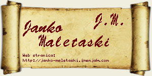 Janko Maletaški vizit kartica